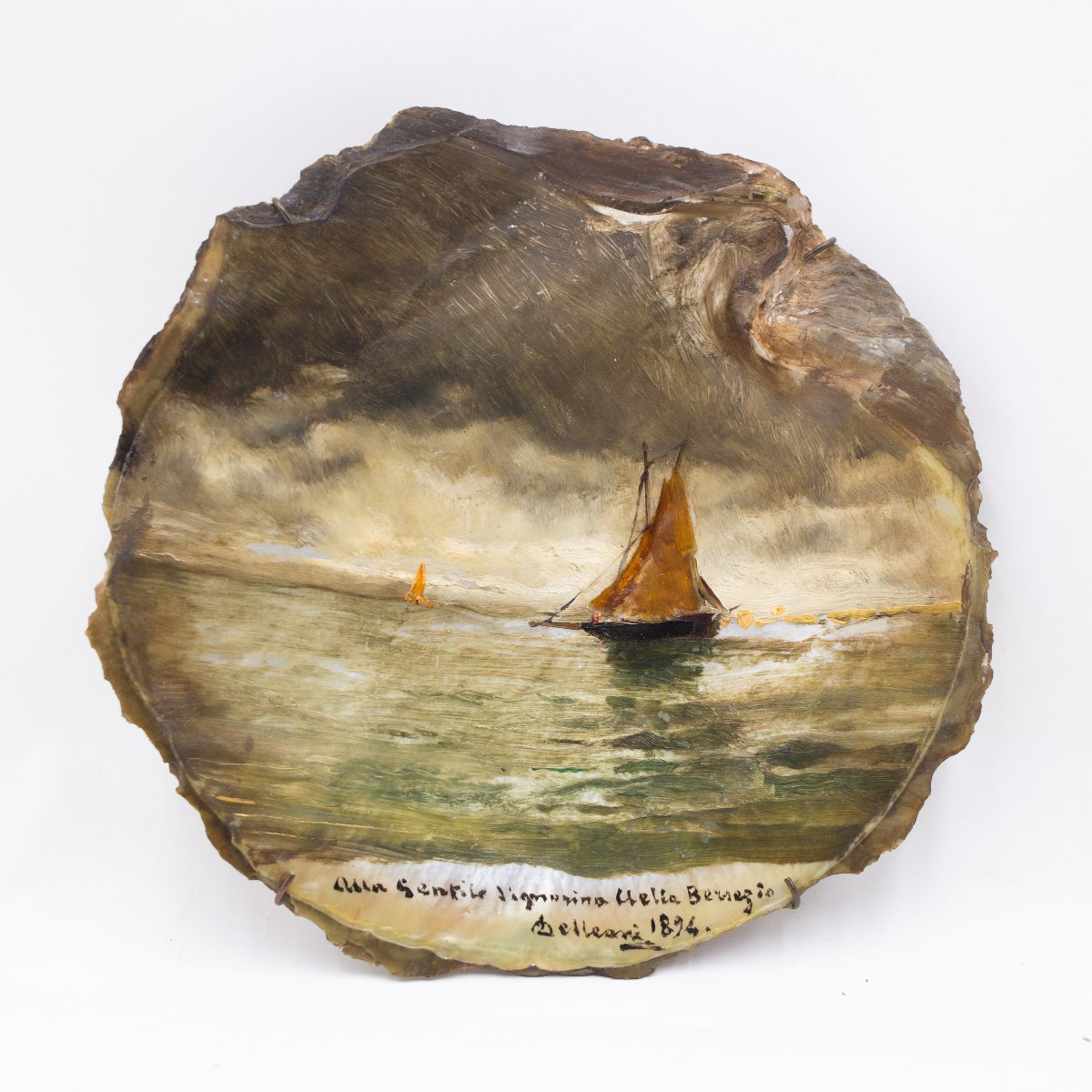 Conchiglia dipinta di Lorenzo Delleani, firmata – 1894-photo-4