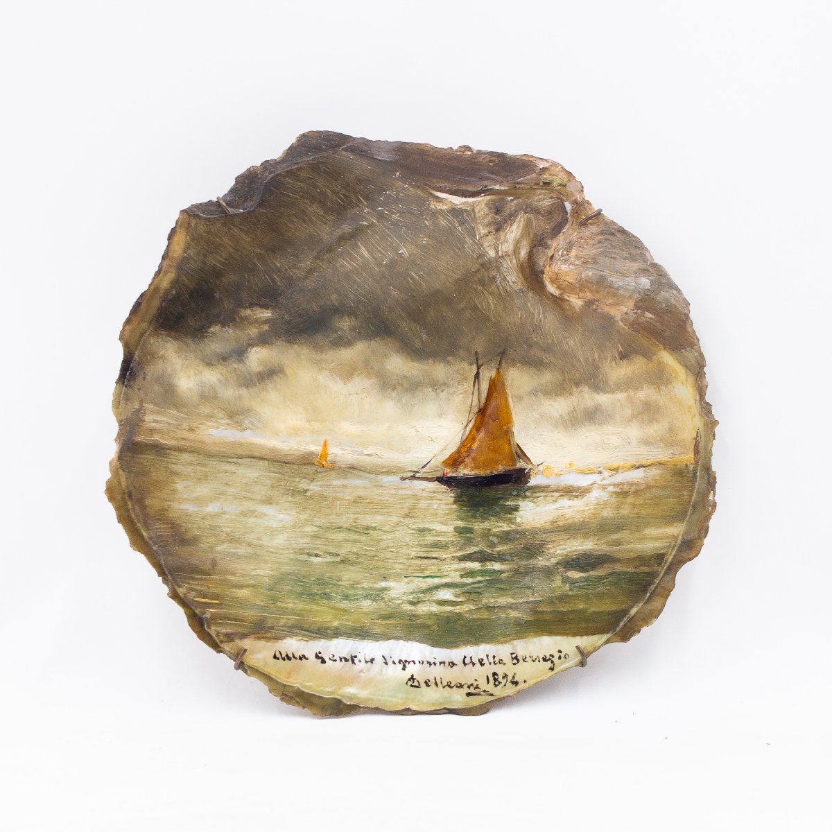 Conchiglia dipinta di Lorenzo Delleani, firmata – 1894-photo-1