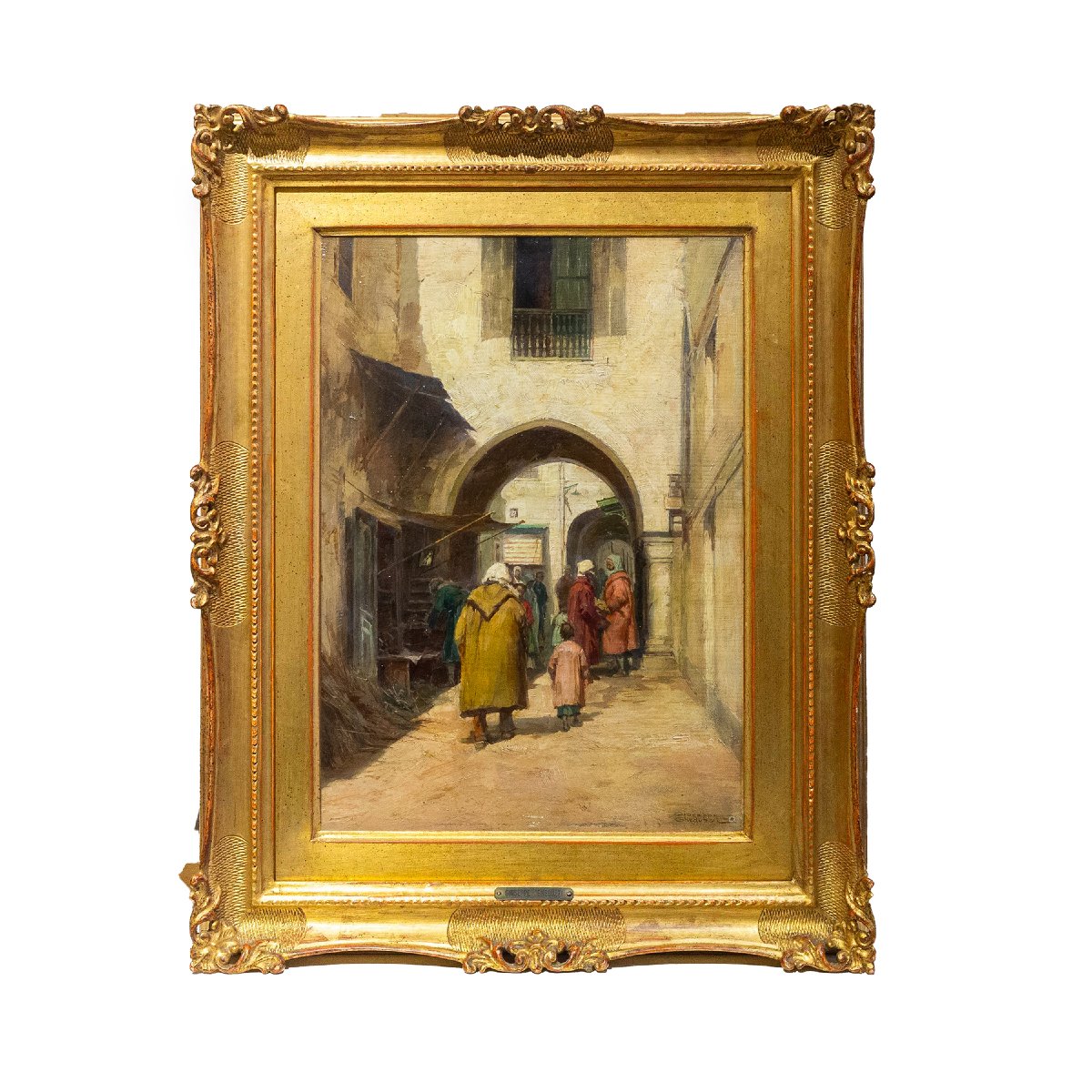 Giuseppe Gheduzzi, "Scena Orientalista", olio su tavola, firmato, Epoca Inizio '900-photo-4