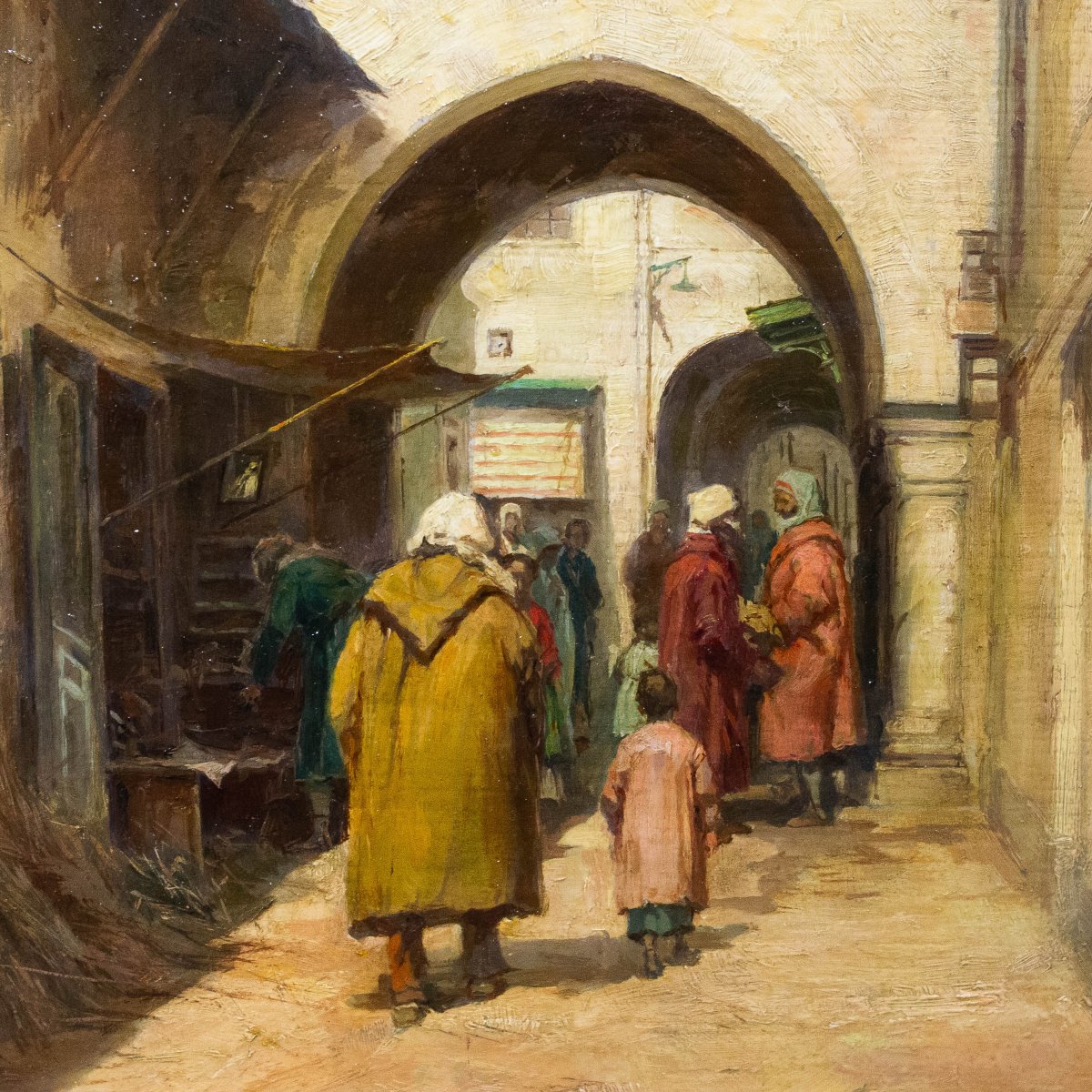 Giuseppe Gheduzzi, "Scena Orientalista", olio su tavola, firmato, Epoca Inizio '900-photo-1