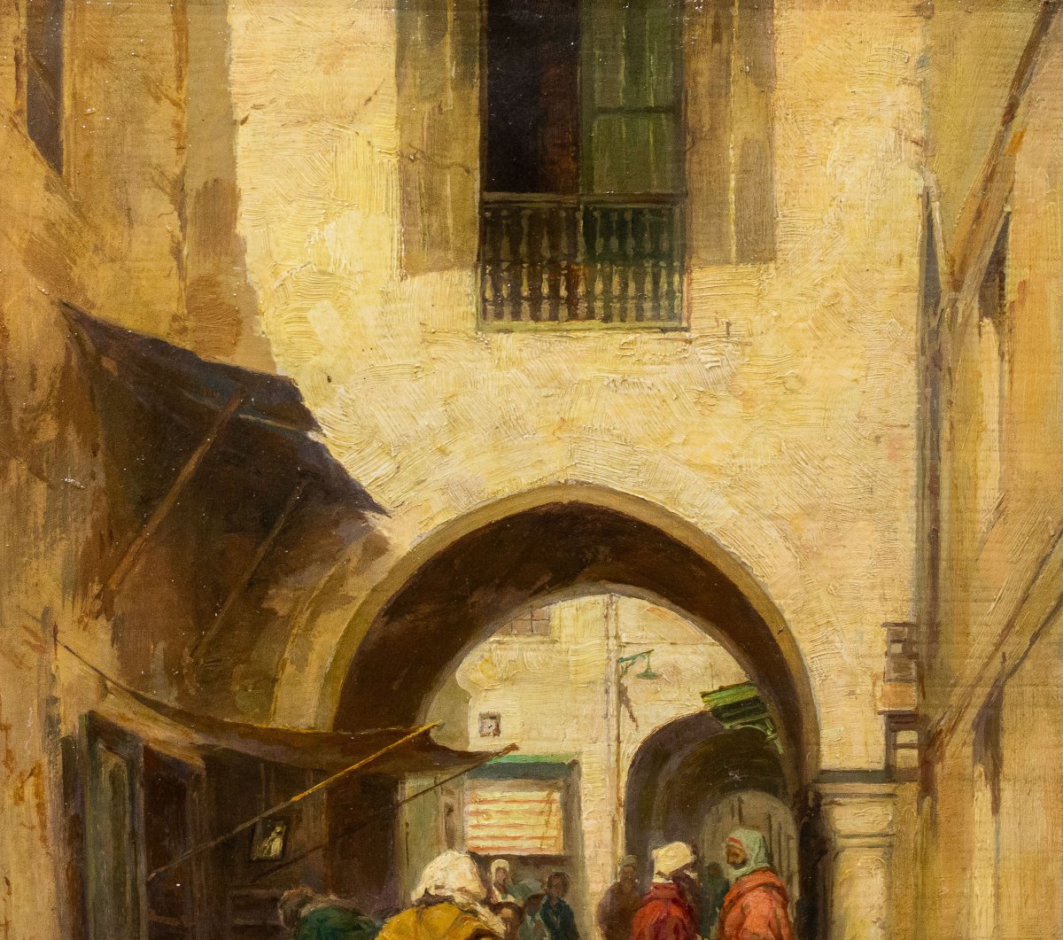 Giuseppe Gheduzzi, "Scena Orientalista", olio su tavola, firmato, Epoca Inizio '900-photo-2