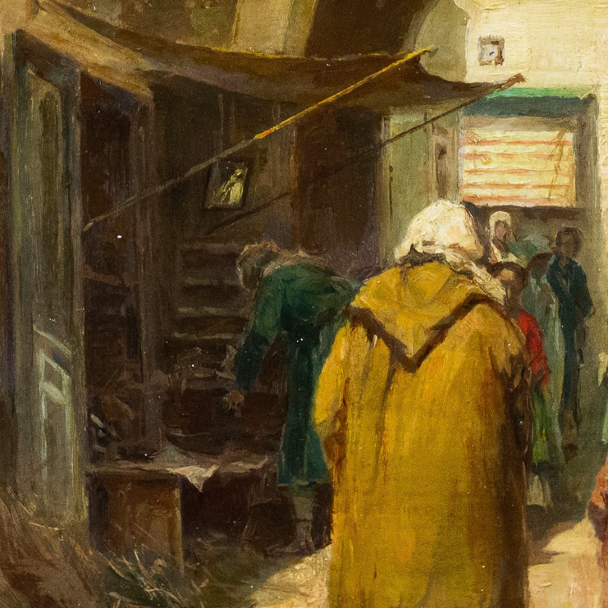 Giuseppe Gheduzzi, "Scena Orientalista", olio su tavola, firmato, Epoca Inizio '900-photo-3