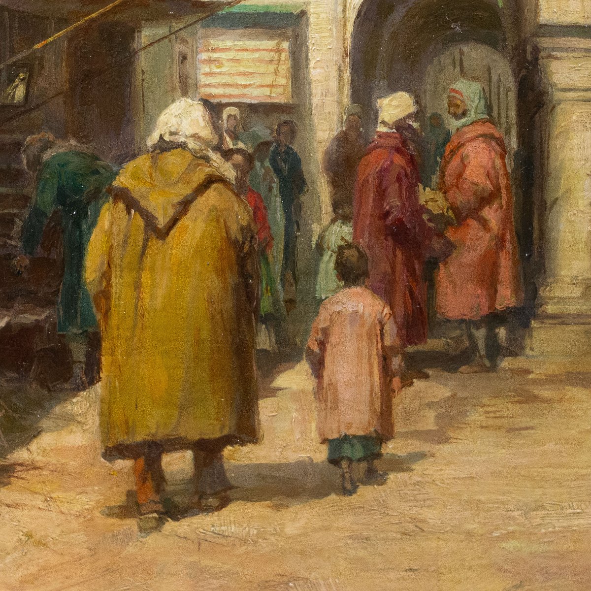 Giuseppe Gheduzzi, "Scena Orientalista", olio su tavola, firmato, Epoca Inizio '900-photo-4