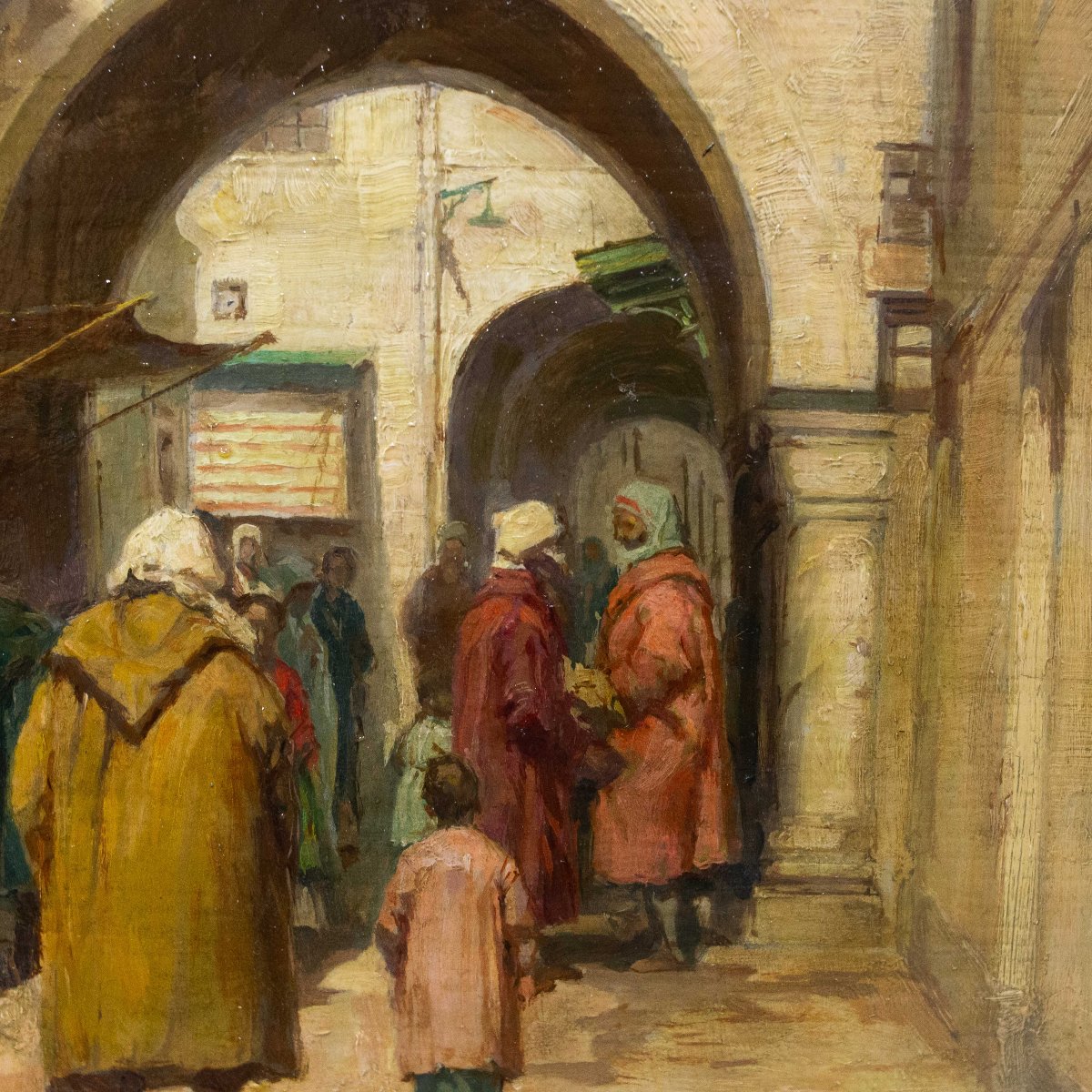 Giuseppe Gheduzzi, "Scena Orientalista", olio su tavola, firmato, Epoca Inizio '900-photo-5