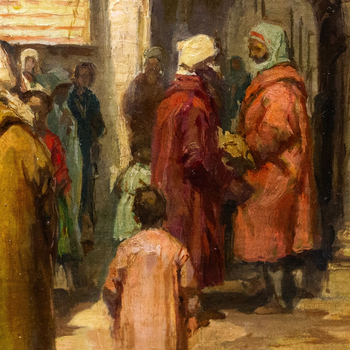 Giuseppe Gheduzzi, "Scena Orientalista", olio su tavola, firmato, Epoca Inizio '900-photo-6