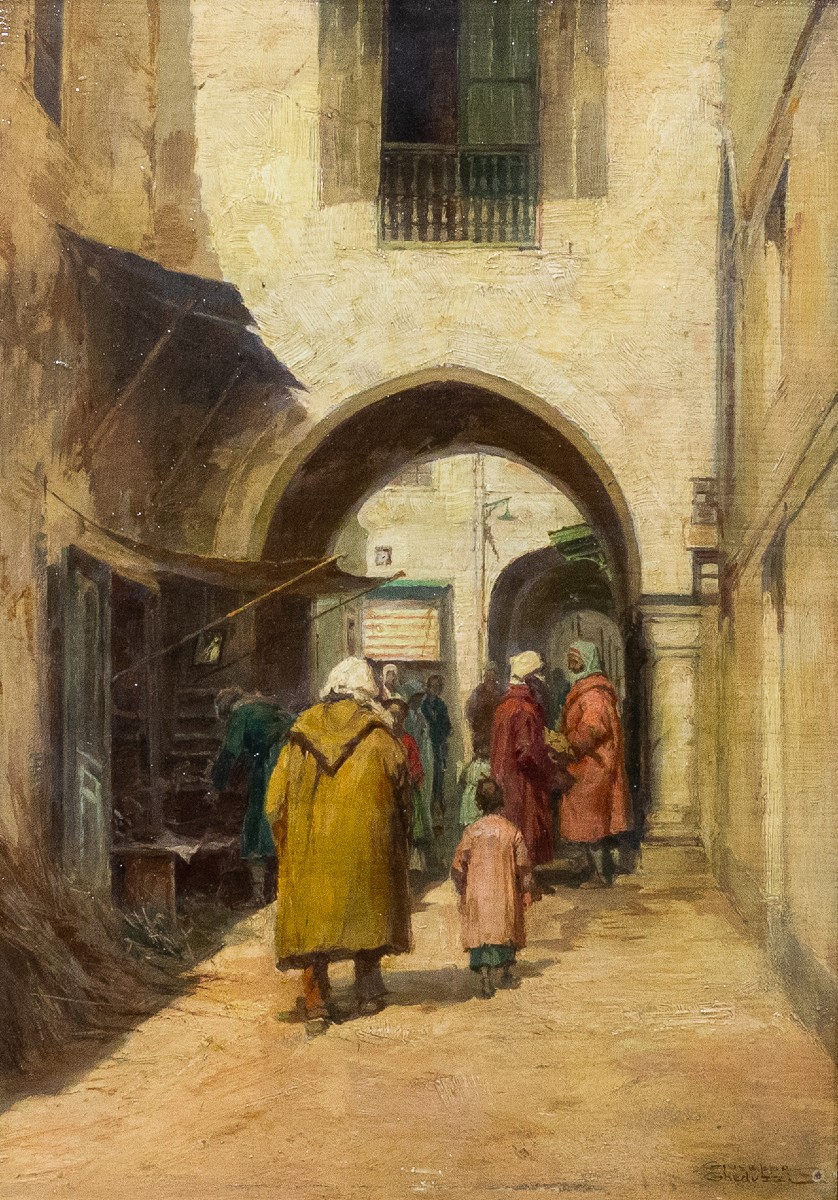 Giuseppe Gheduzzi, "Scena Orientalista", olio su tavola, firmato, Epoca Inizio '900