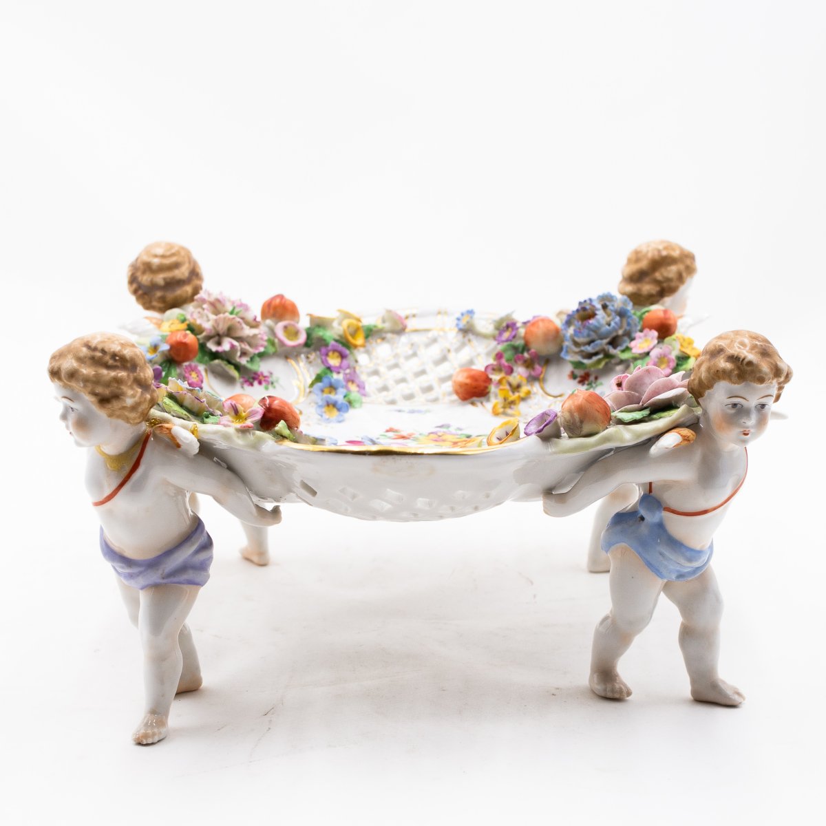 Manifattura Von Schierholz, Centrotavola figurativo con cherubini, Epoca '900-photo-8