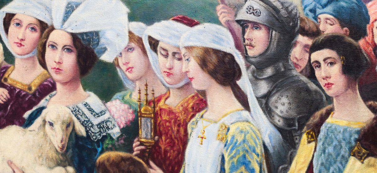 Da Cesare Saccaggi, "Il Voto", olio su tela, firmato G. Rigotto, Anni '50-photo-8