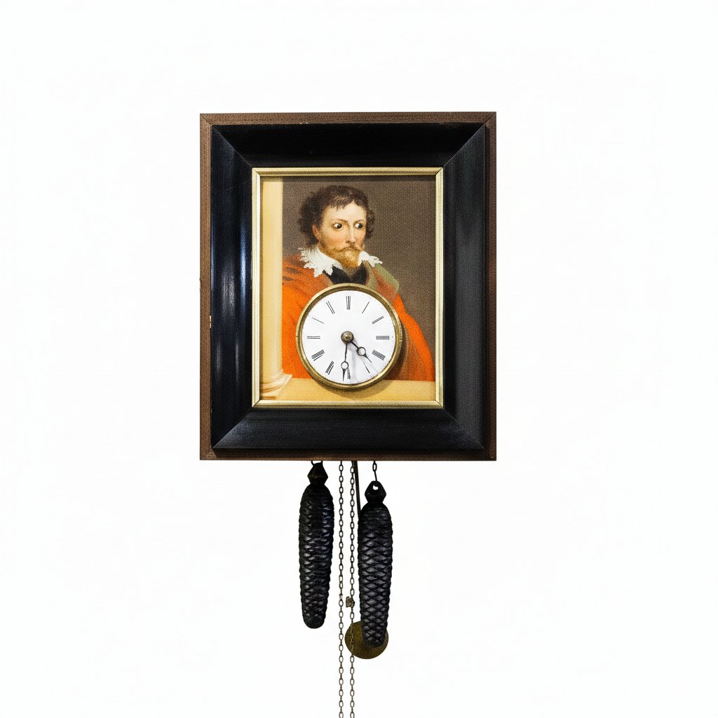 Orologio a Cornice con Automa a Occhi Mobili di Balz Kleiser, XIX secolo-photo-3