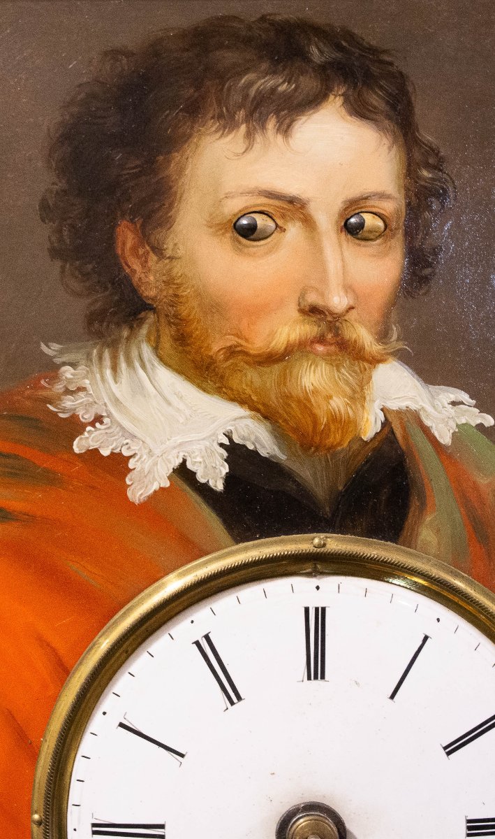 Orologio a Cornice con Automa a Occhi Mobili di Balz Kleiser, XIX secolo-photo-1