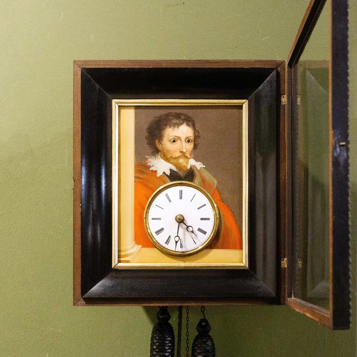 Orologio a Cornice con Automa a Occhi Mobili di Balz Kleiser, XIX secolo-photo-4