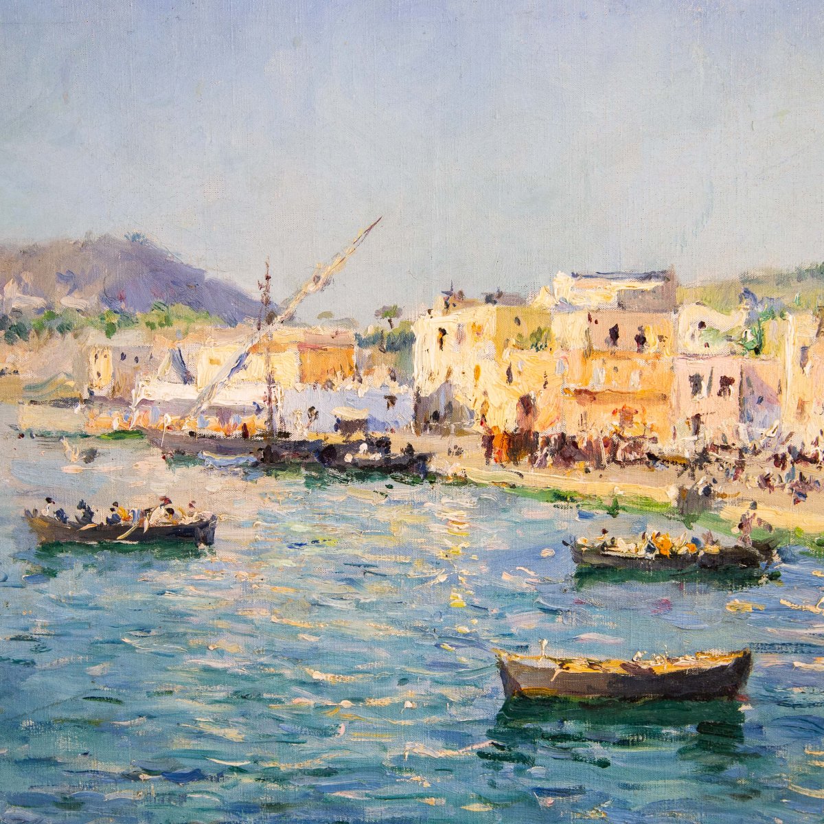 J. G. Gagliardini, “Petit port près de Toulon”, olio su tela, firmato, Epoca Primi '900-photo-3