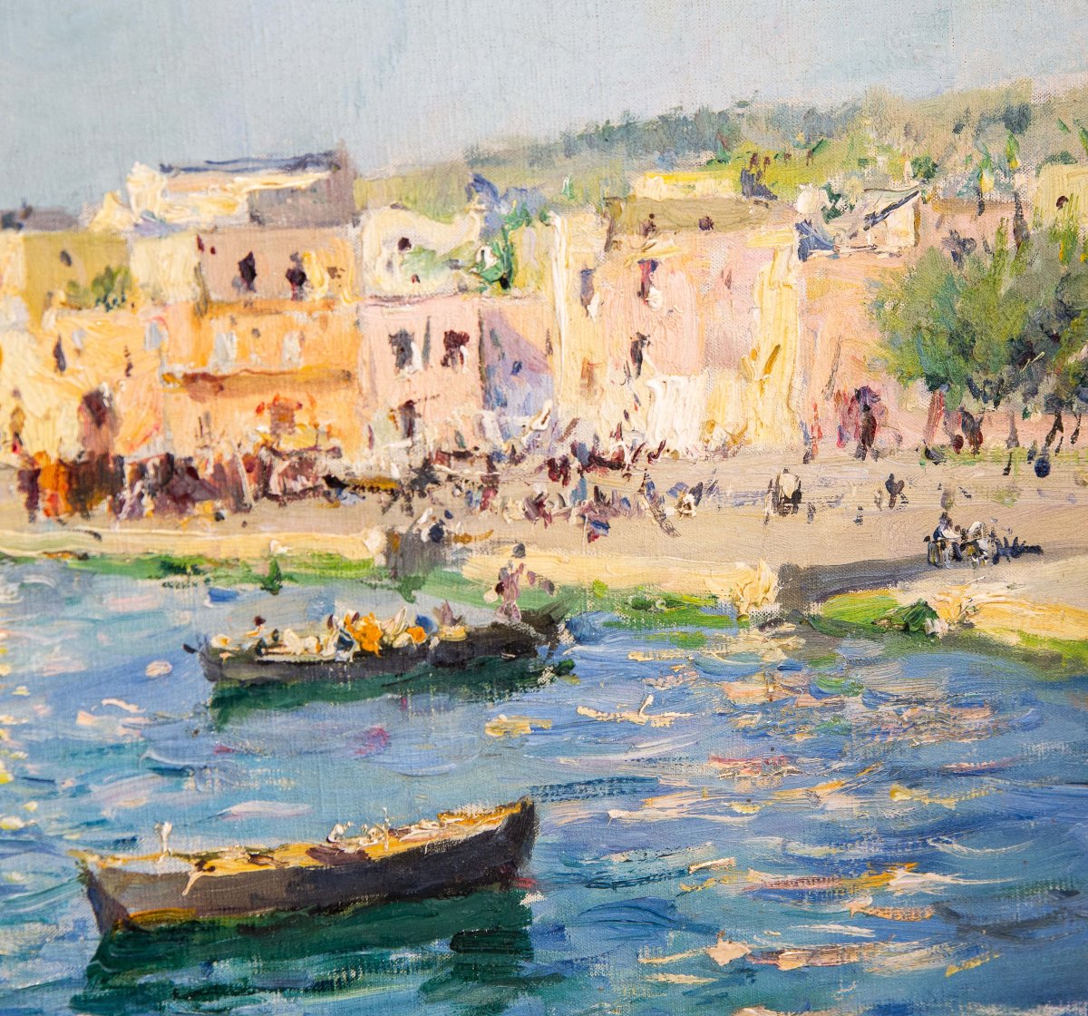 J. G. Gagliardini, “Petit port près de Toulon”, olio su tela, firmato, Epoca Primi '900-photo-6