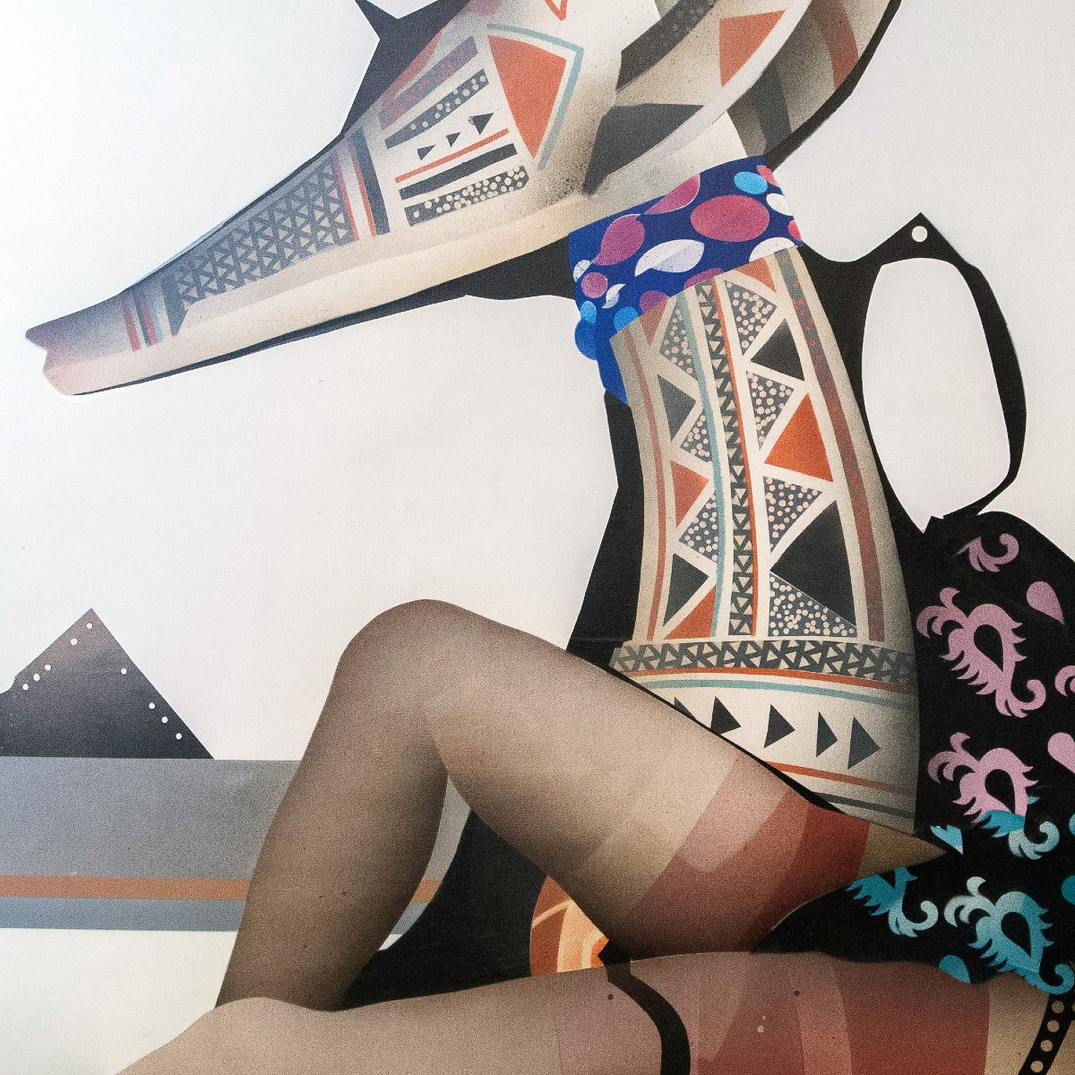 Giuseppe Guerreschi, "Ragazza, scultura e paesaggio", olio su tela, 1975-photo-3