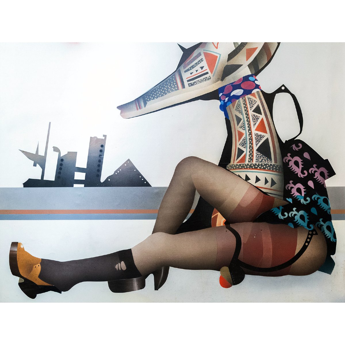 Giuseppe Guerreschi, "Ragazza, scultura e paesaggio", olio su tela, 1975-photo-4