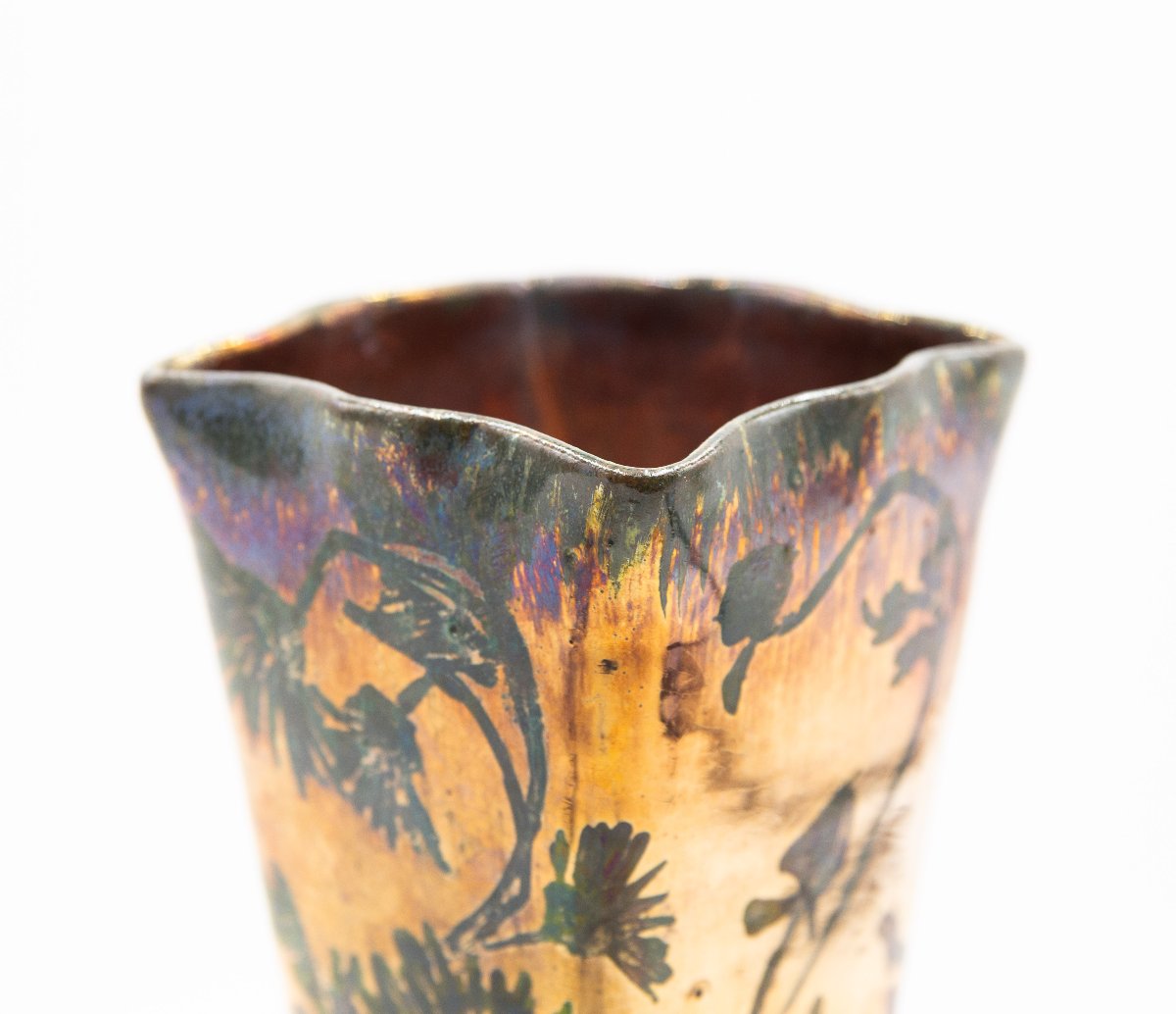 Vaso Art Nouveau – J. Massier Fils, Vallauris Francia, ca. 1890–1910-photo-4