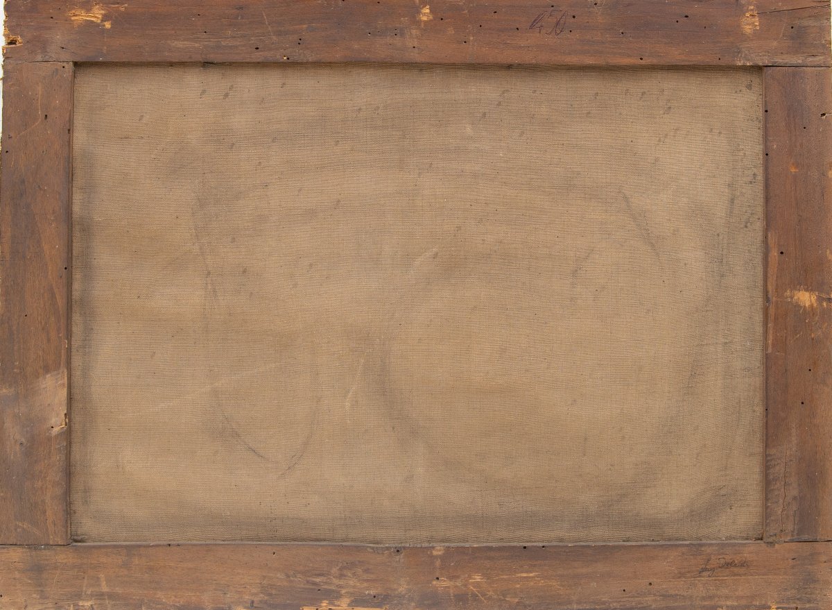 Luigi Deleidi, “Paesaggio con neve”, olio su tela, Epoca '800-photo-3