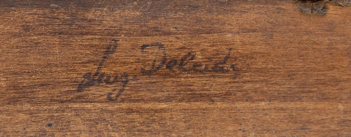 Luigi Deleidi, “Paesaggio con neve”, olio su tela, Epoca '800-photo-4