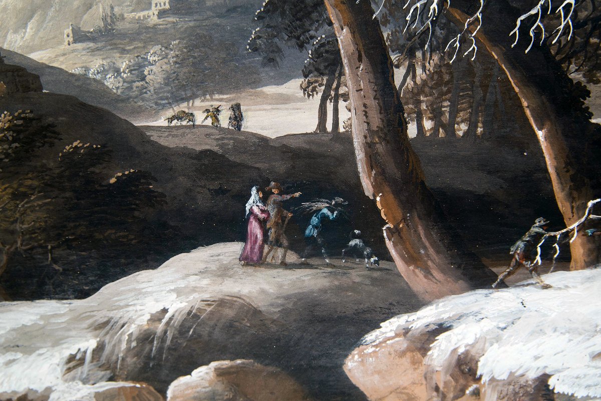 Luigi Deleidi, “Paesaggio con neve”, olio su tela, Epoca '800-photo-1