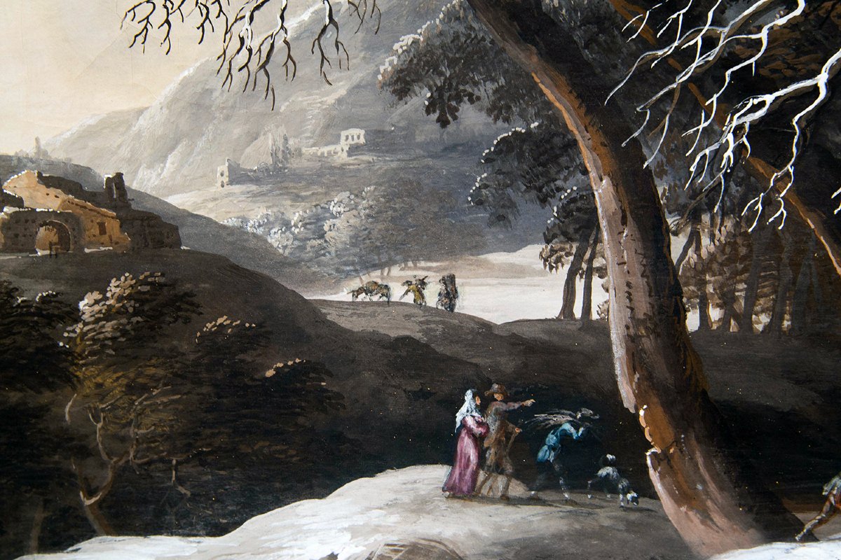 Luigi Deleidi, “Paesaggio con neve”, olio su tela, Epoca '800-photo-2