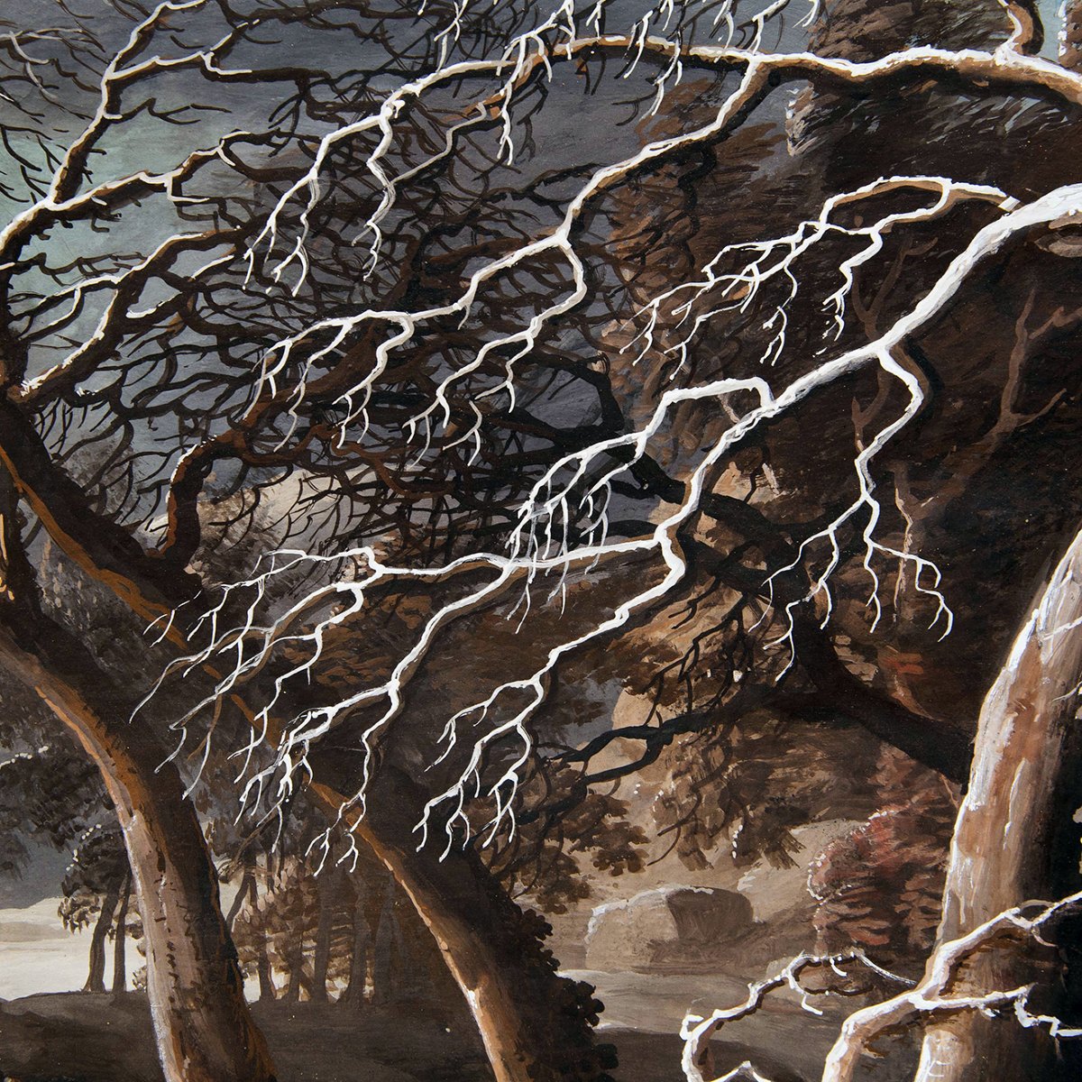 Luigi Deleidi, “Paesaggio con neve”, olio su tela, Epoca '800-photo-6