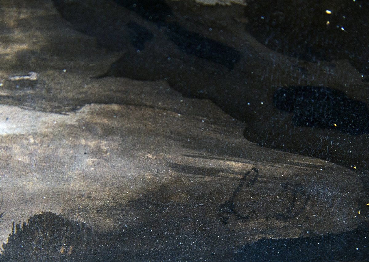 Luigi Deleidi, “Paesaggio con neve”, olio su tela, Epoca '800-photo-7