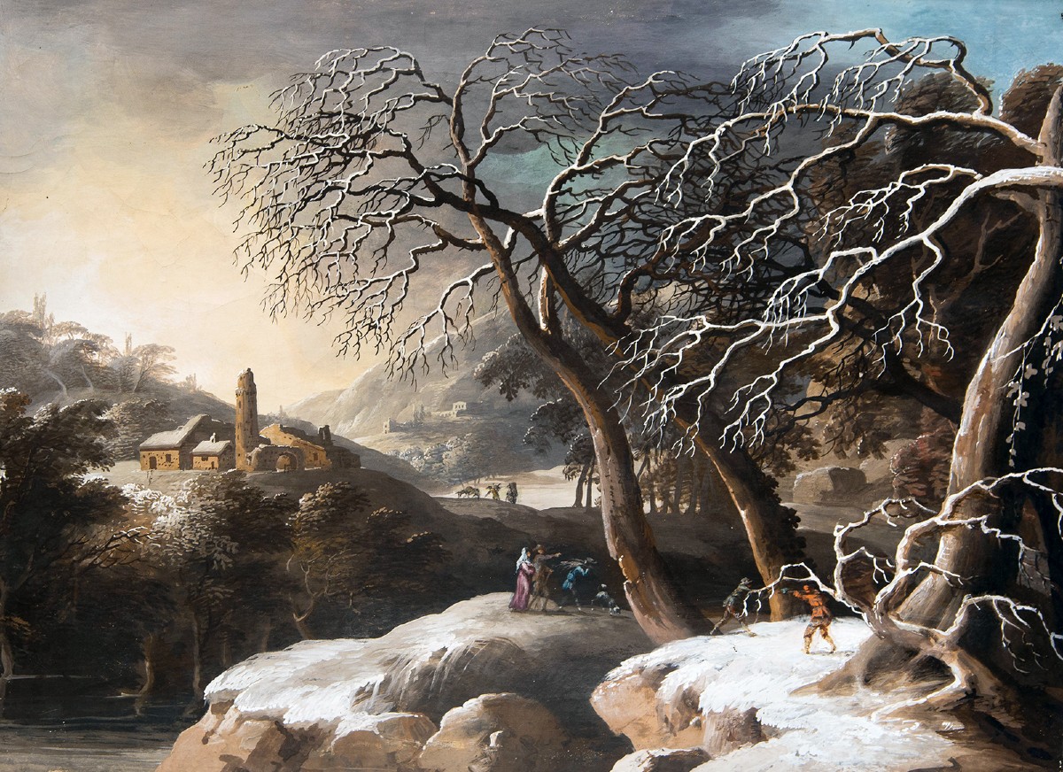Luigi Deleidi, “Paesaggio con neve”, olio su tela, Epoca '800