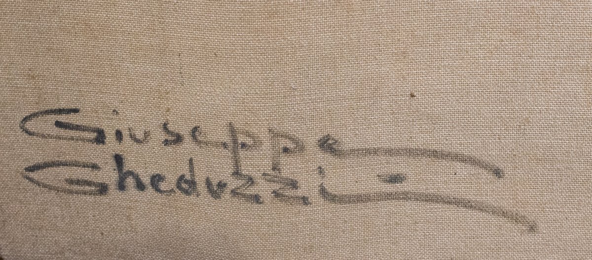 Giuseppe Gheduzzi, "Giornata grigia a Venezia", olio su tela, firmato, Epoca Inizio '900-photo-2