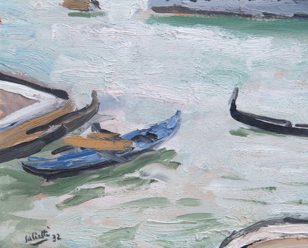 Alberto Salietti, olio su tavola,"Venezia", firmato, 1932-photo-1