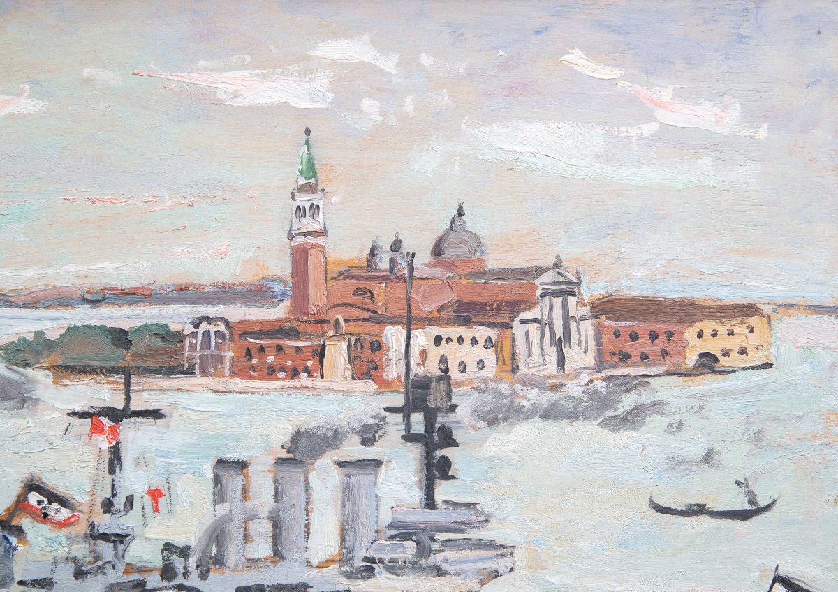 Alberto Salietti, olio su tavola,"Venezia", firmato, 1932-photo-5