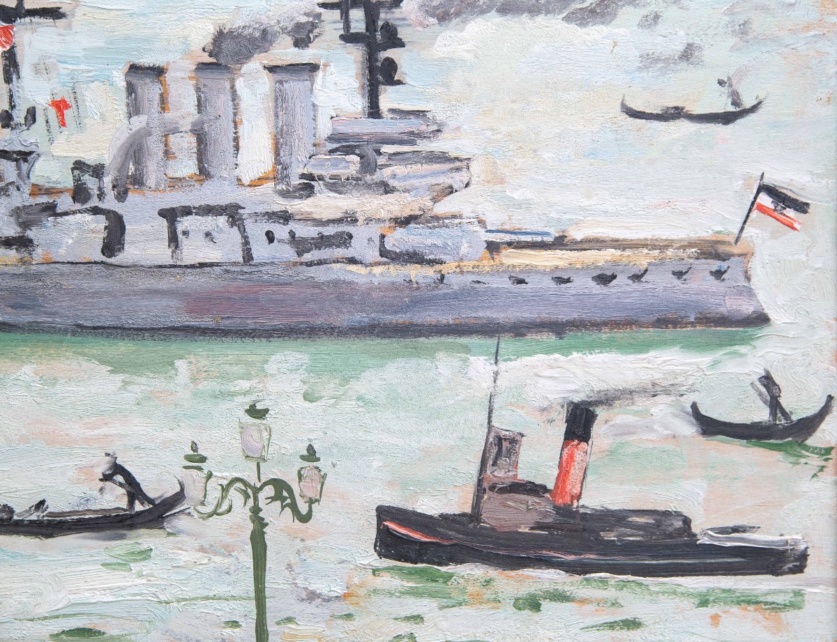 Alberto Salietti, olio su tavola,"Venezia", firmato, 1932-photo-6