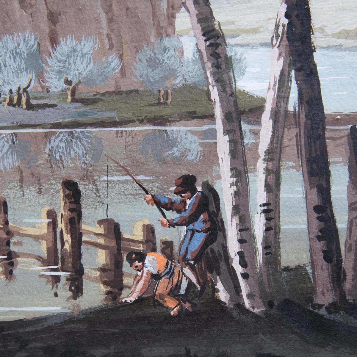 "Vedute Fluviali con Architetture Monumentali", acquerello su carta, Epoca '800-photo-7