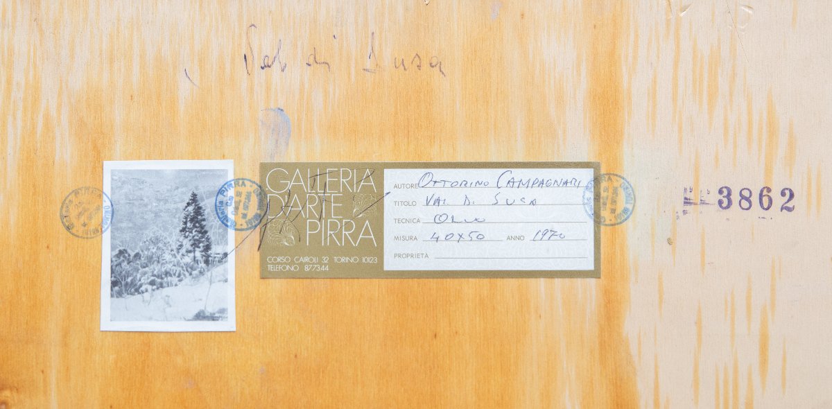 Ottorino Campagnari, "Val di Susa", olio su tavola, firmato, XX secolo-photo-4