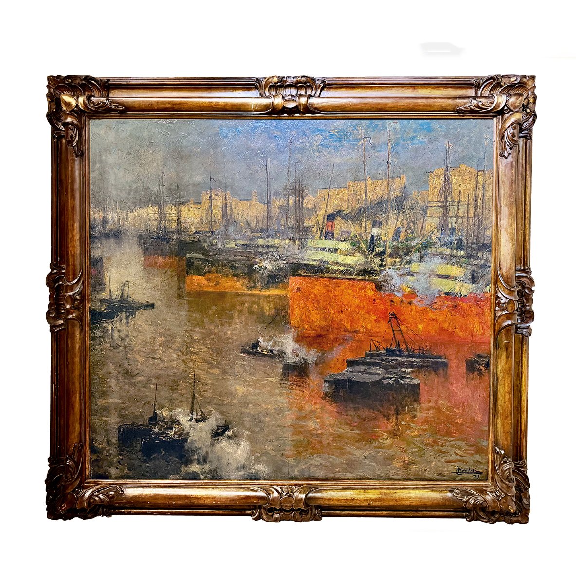 Ludovico Cavaleri, "Sole morente nel porto di Savona", firmato,1929-photo-2