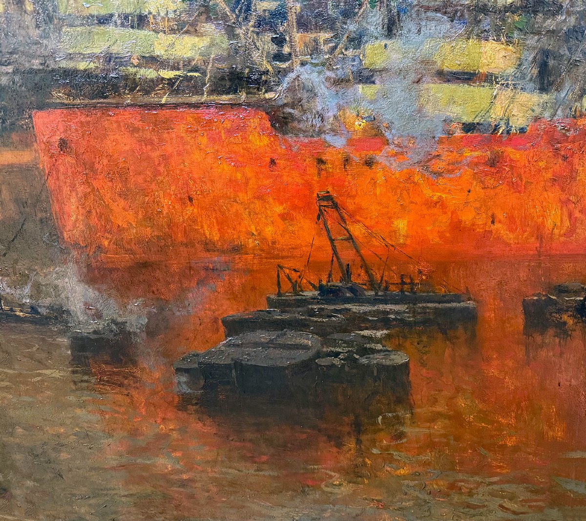 Ludovico Cavaleri, "Sole morente nel porto di Savona", firmato,1929-photo-5