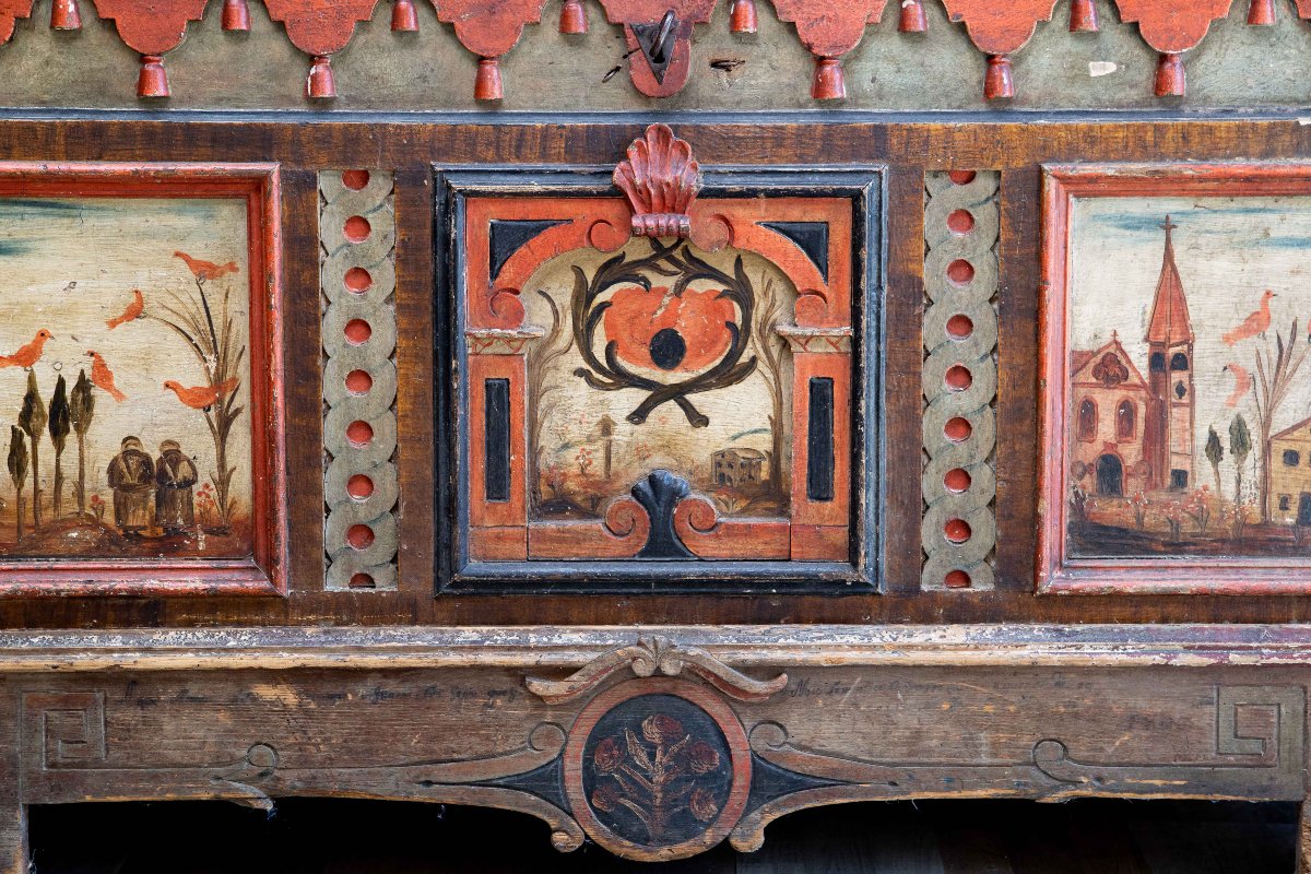 Cassapanca friulana dipinta, Fine '700 Primi '800-photo-1