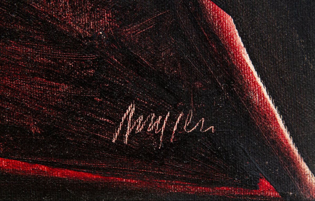 Piero Ruggeri, "Figura", olio su tela, firmato, Epoca '900-photo-3