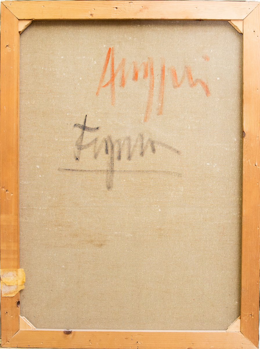 Piero Ruggeri, "Figura", olio su tela, firmato, Epoca '900-photo-4