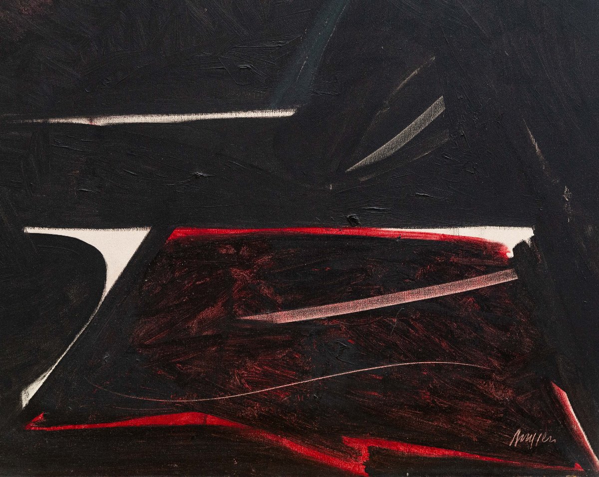 Piero Ruggeri, "Figura", olio su tela, firmato, Epoca '900-photo-3