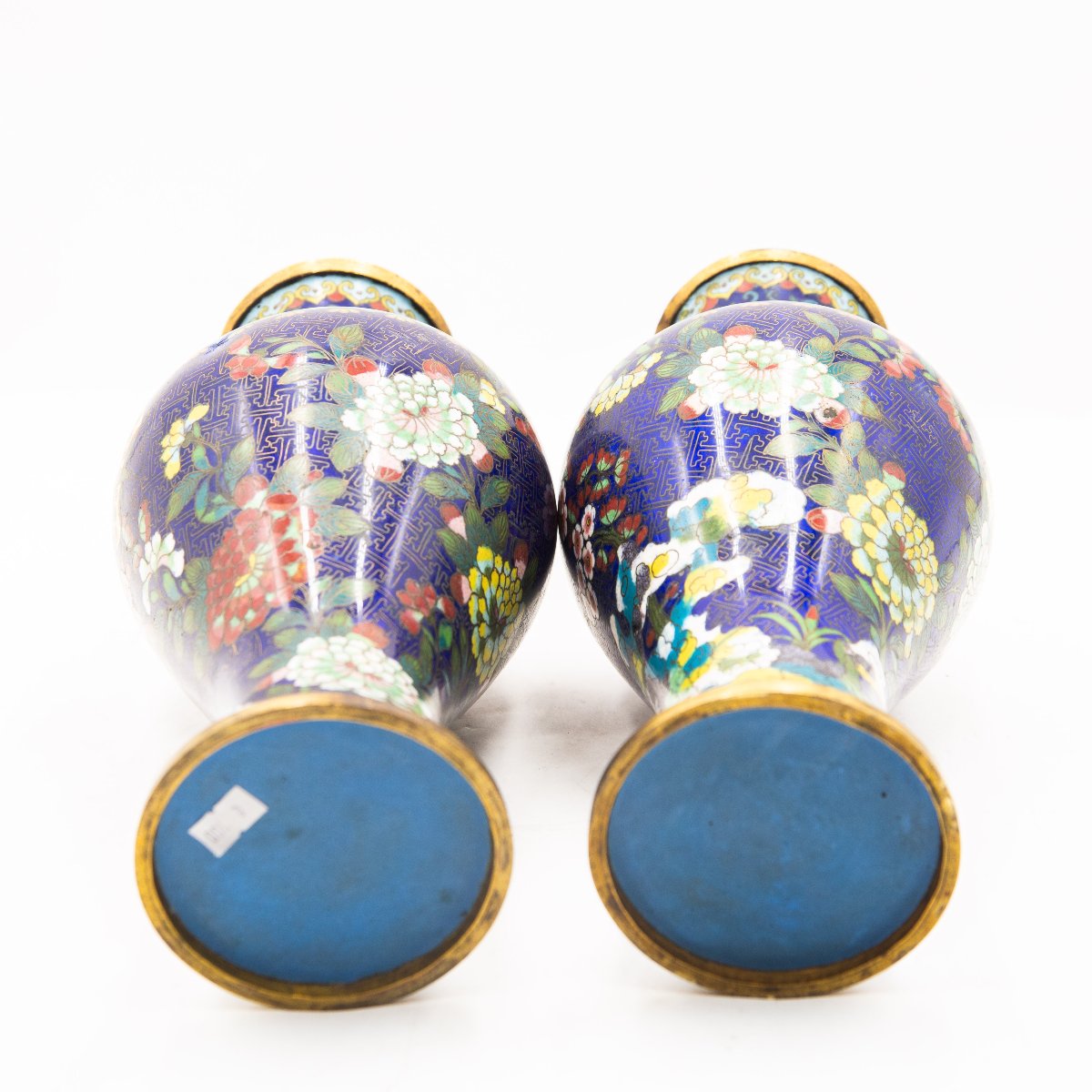 Vasi cloisonné con motivo floreale del '900-photo-4