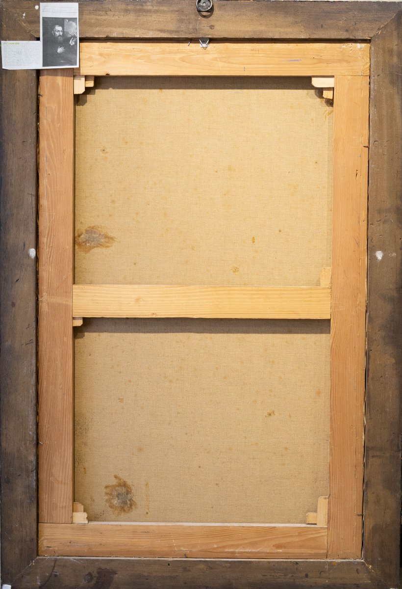 Pietro Girardi detto Posì, Riposo sotto la quercia, olio su tela, firmato, Epoca '900-photo-4