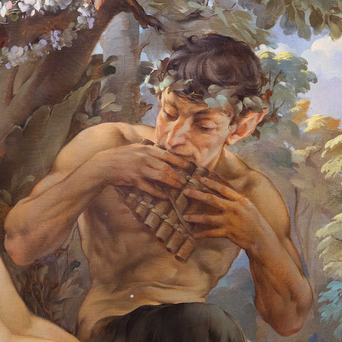 Pietro Girardi detto Posì, Riposo sotto la quercia, olio su tela, firmato, Epoca '900-photo-3