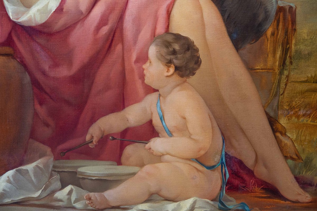 Pietro Girardi detto Posì, Riposo sotto la quercia, olio su tela, firmato, Epoca '900-photo-4