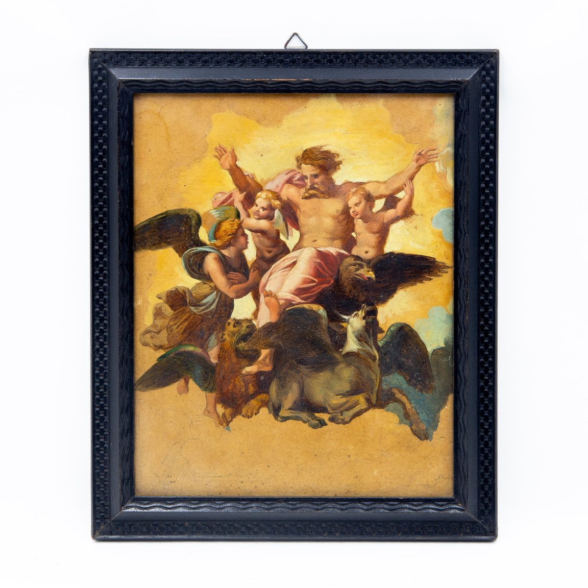 Da Raffaello Sanzio, A. Puccinelli, "La Visione di Ezechiele", olio su carta, Epoca '800-photo-2