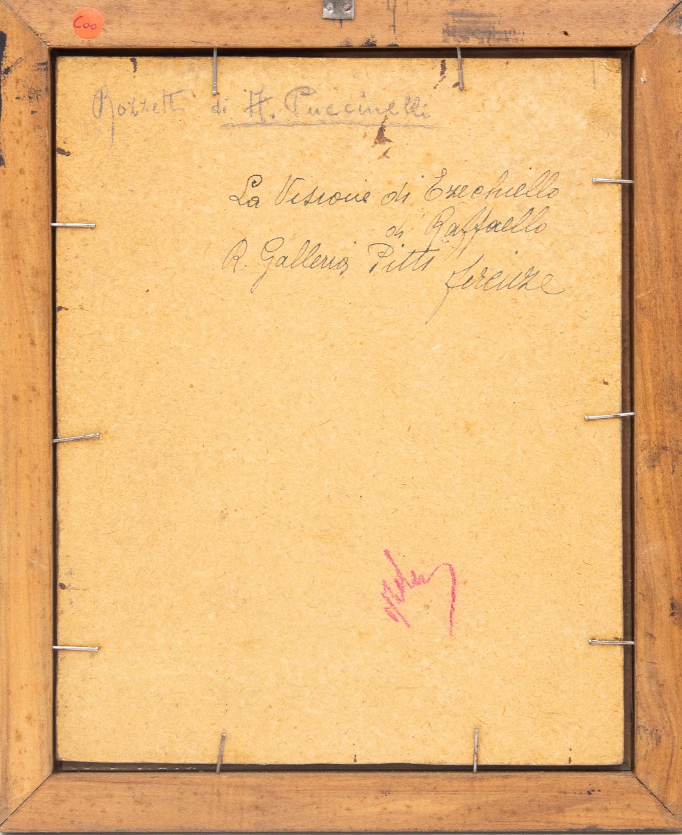 Da Raffaello Sanzio, A. Puccinelli, "La Visione di Ezechiele", olio su carta, Epoca '800-photo-4