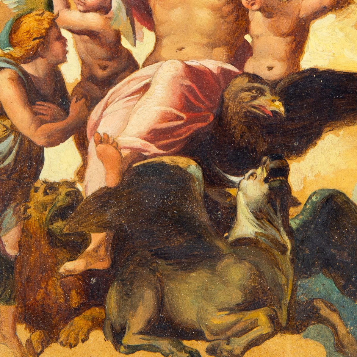 Da Raffaello Sanzio, A. Puccinelli, "La Visione di Ezechiele", olio su carta, Epoca '800-photo-1