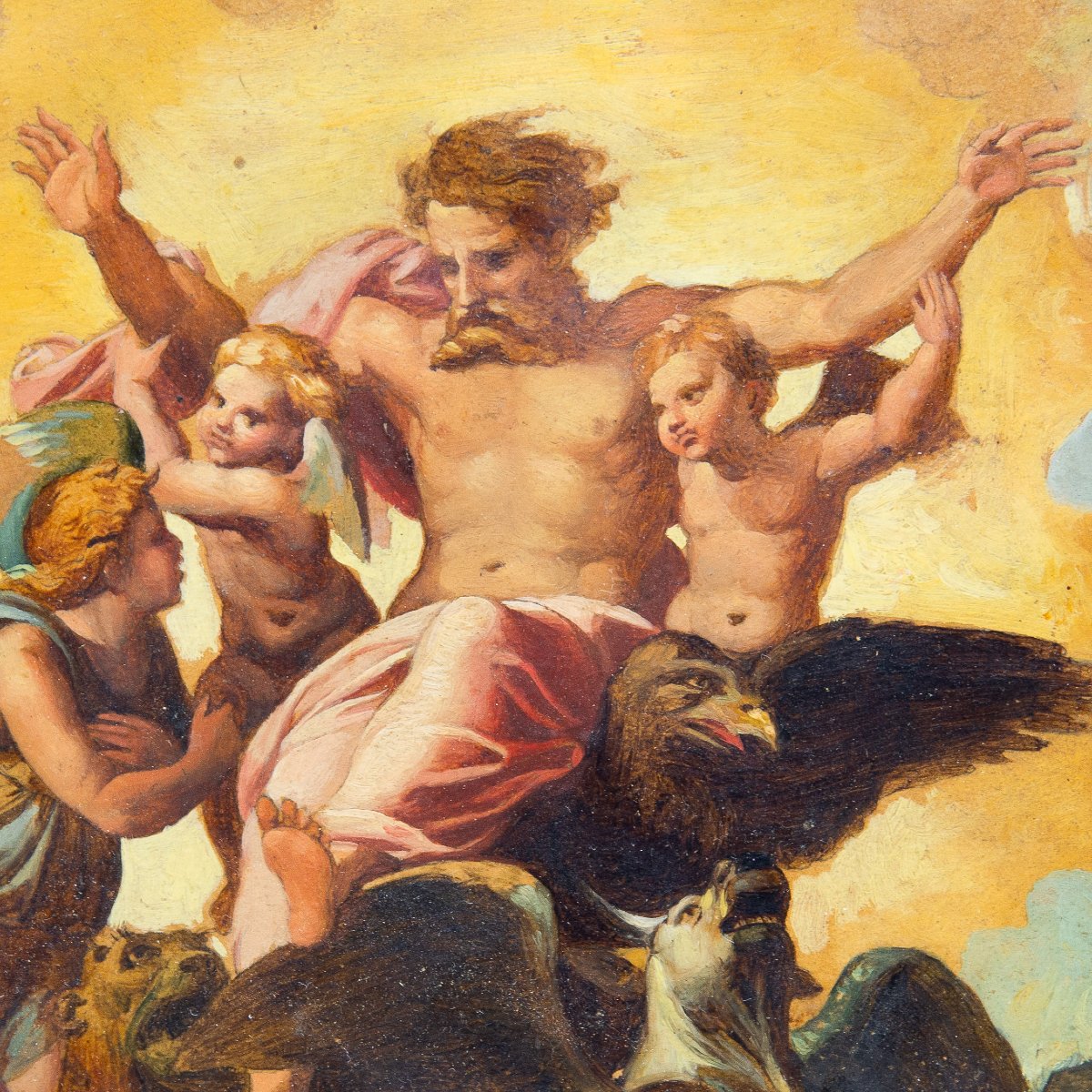 Da Raffaello Sanzio, A. Puccinelli, "La Visione di Ezechiele", olio su carta, Epoca '800-photo-2