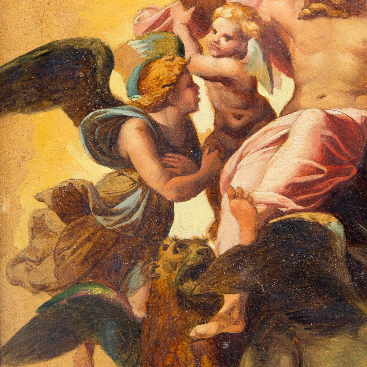 Da Raffaello Sanzio, A. Puccinelli, "La Visione di Ezechiele", olio su carta, Epoca '800-photo-3