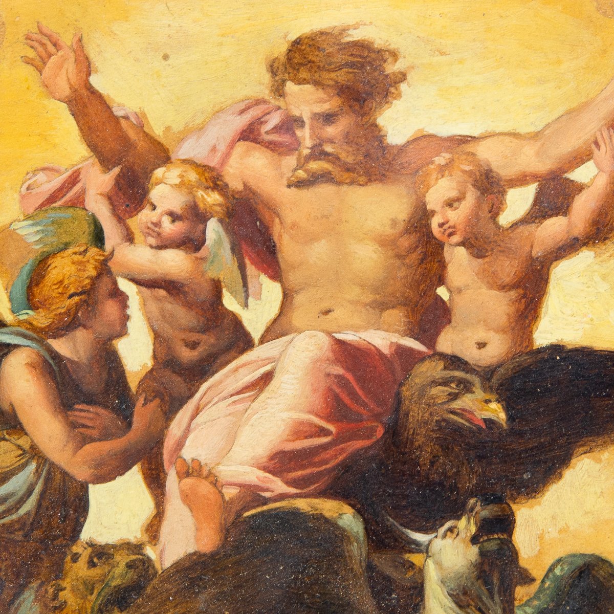 Da Raffaello Sanzio, A. Puccinelli, "La Visione di Ezechiele", olio su carta, Epoca '800-photo-4