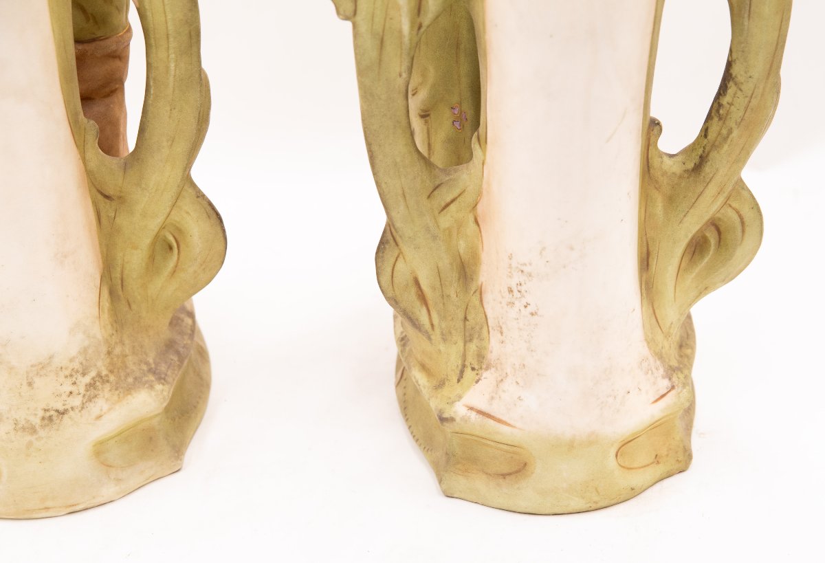 Coppia di Vasi Figurati in Stile Art Nouveau, 1890 – 1910 circa-photo-8